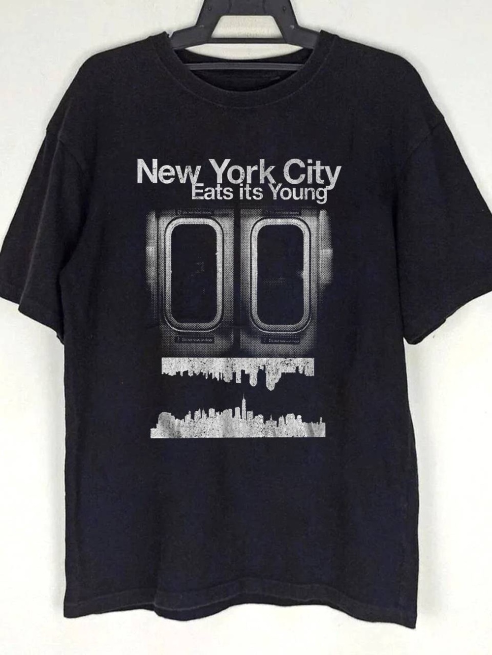 Gildan Black Kids' Tee with White New York City Graphic